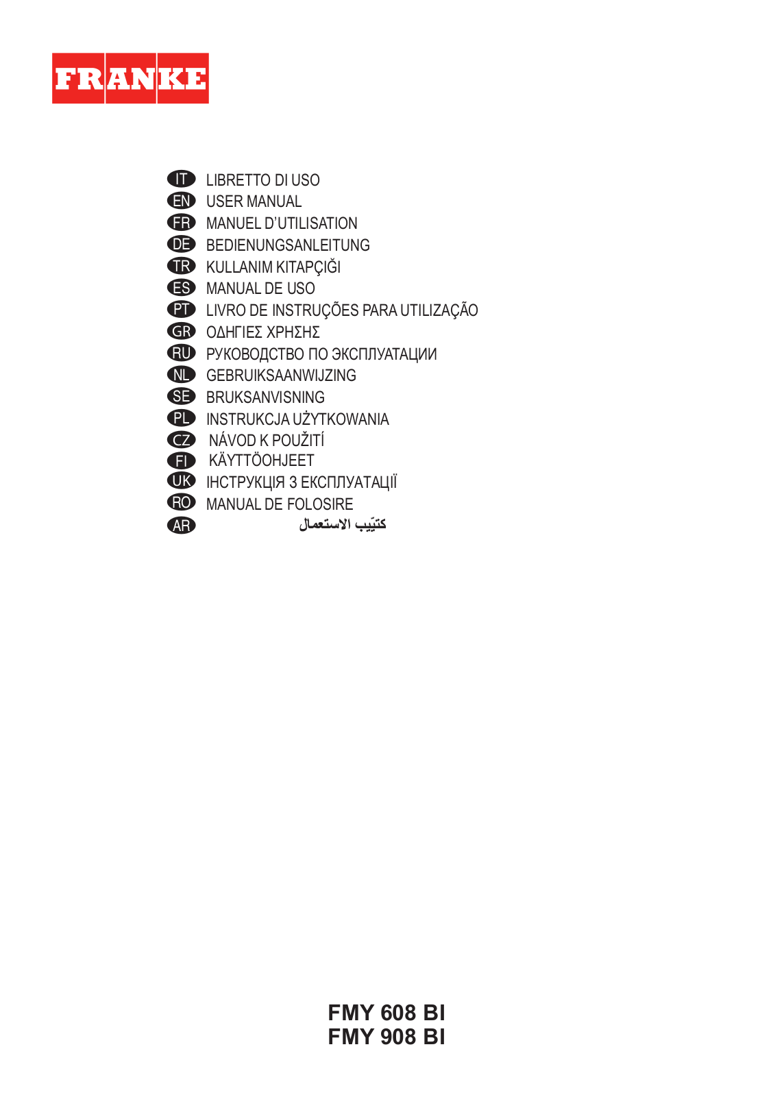 Franke FMY608BIBK User Manual