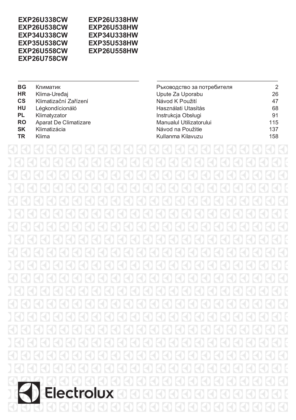 AEG EXP26U338CW operation manual