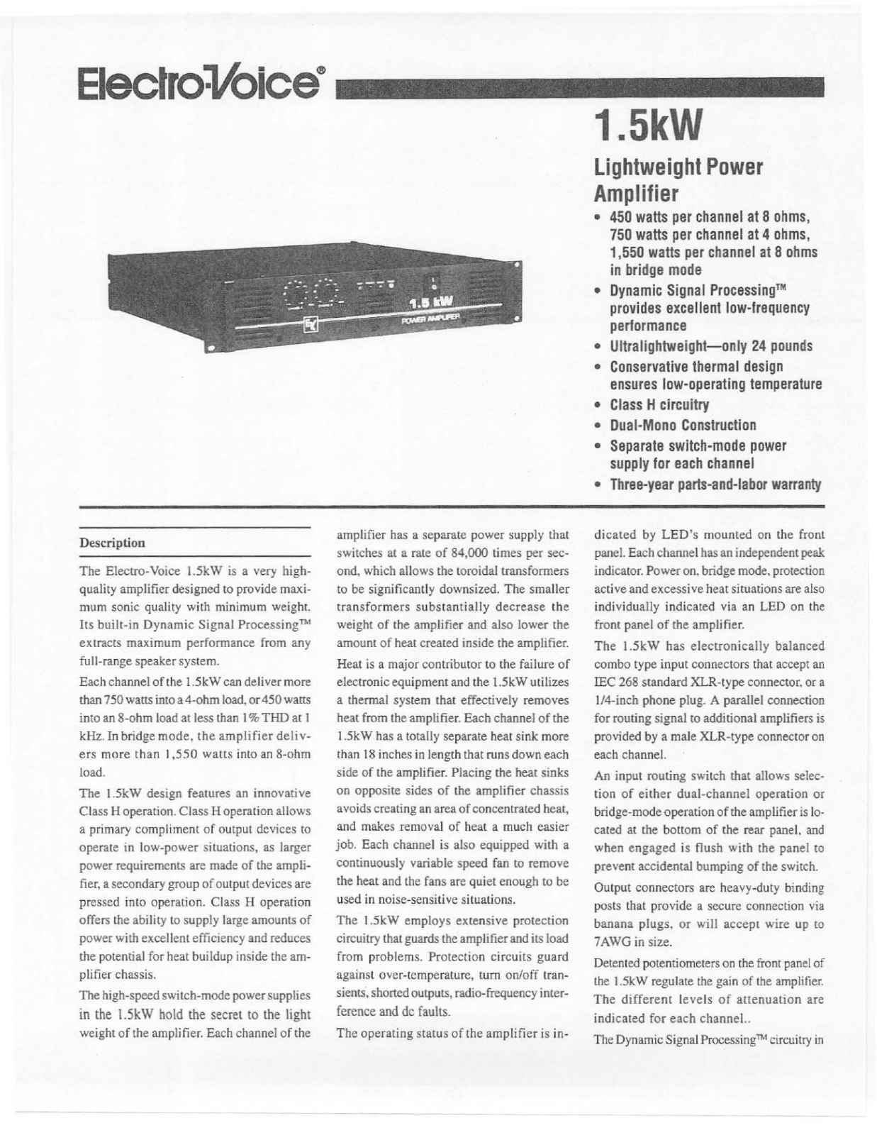 Electro-Voice 1.5kW User Manual