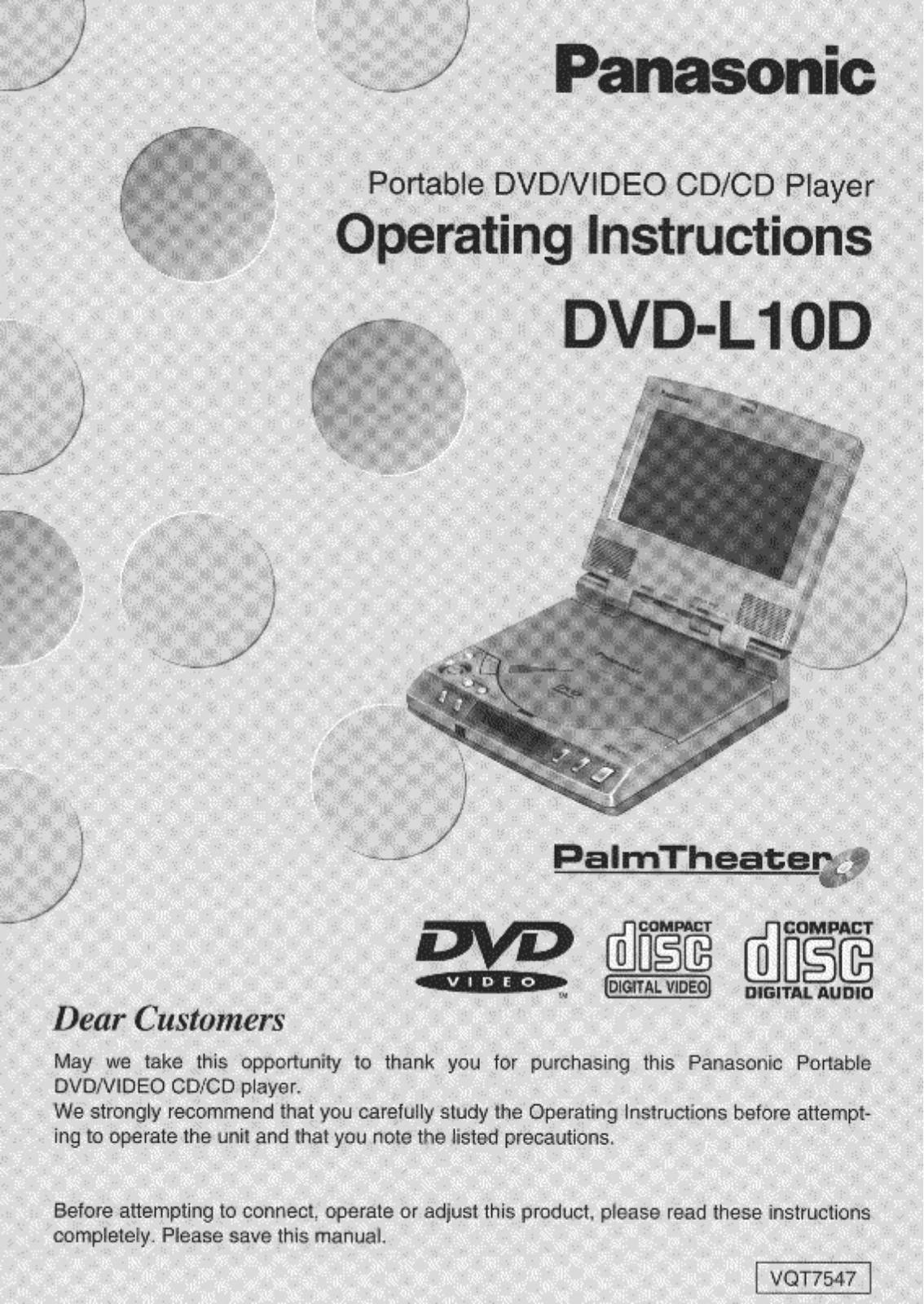 Panasonic DVD-L10D Operating Instruction