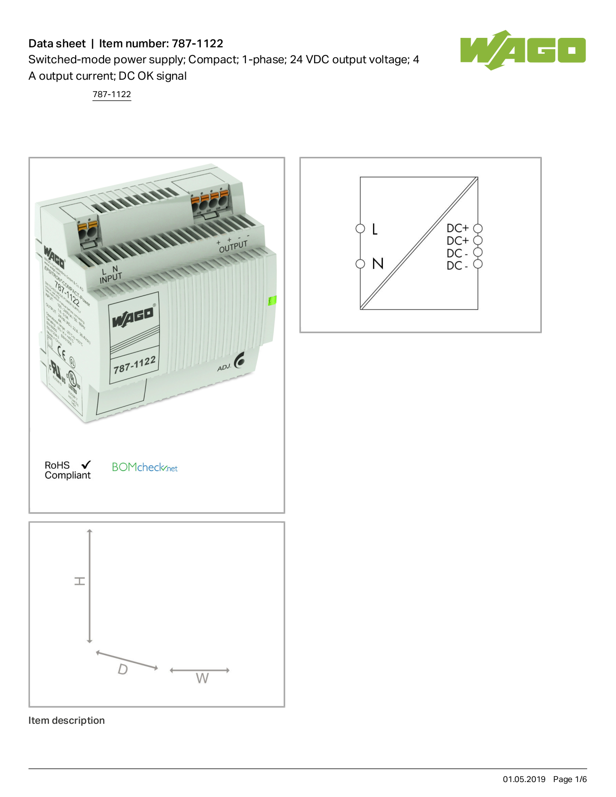 Wago 787-1122 Data Sheet