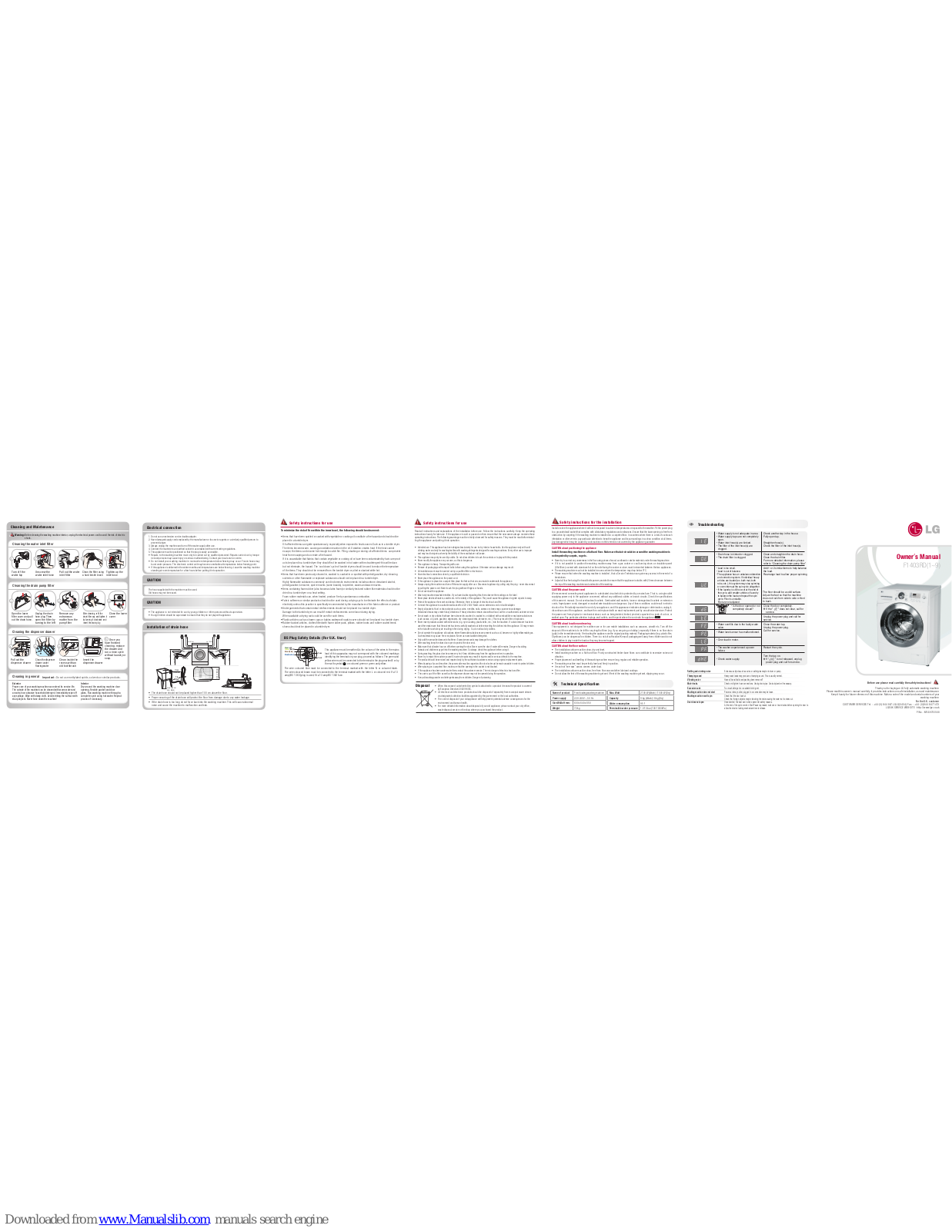 LG F1403RD6, F1403RD1, F1403RD2, F1403RD3, F1403RD4 Owner's Manual