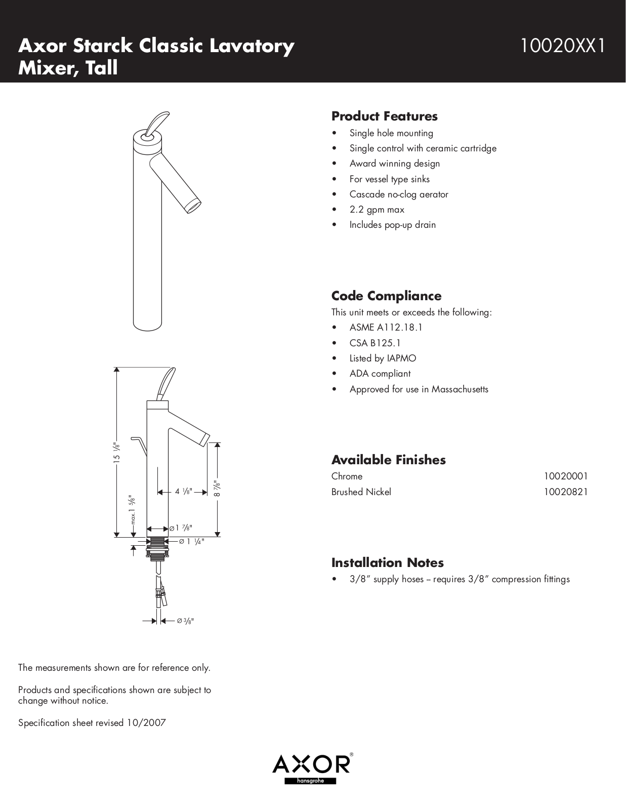 Hans Grohe 10020XX1 User Manual