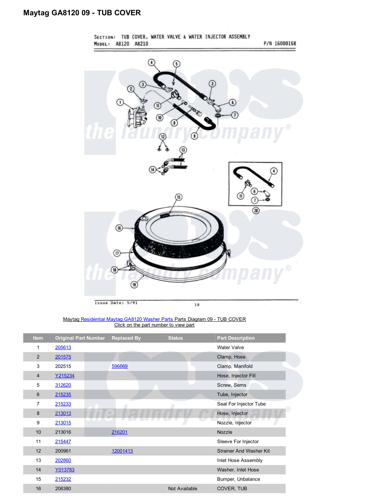 Maytag GA8120 Parts Diagram