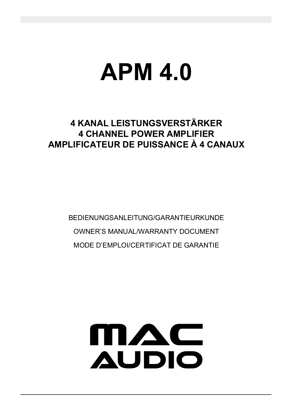 Mac Audio APM 4.0 operation manual