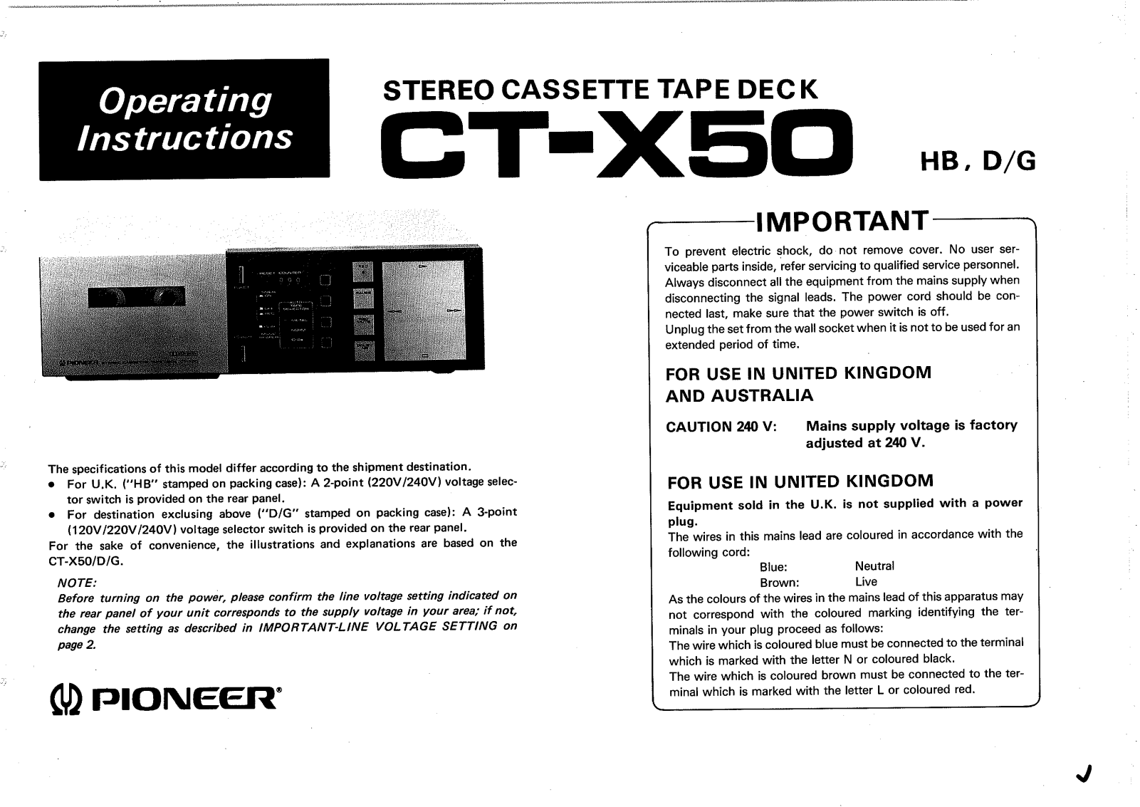 Pioneer CT-X50 User Manual