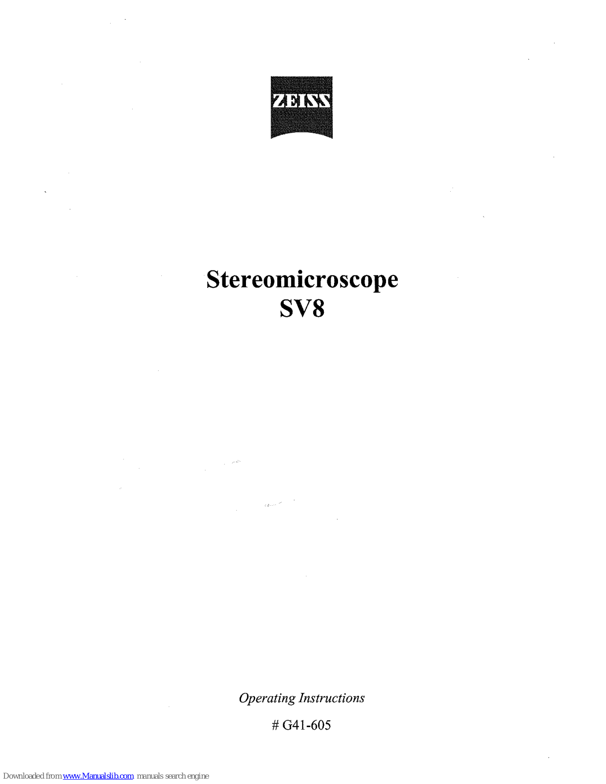 Zeiss SV8 Operating Instructions - ManualMachine.com