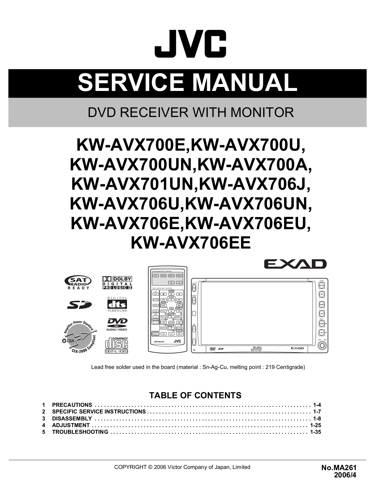 Jvc KW-AVX706-UN, KW-AVX706-U, KW-AVX706-J, KW-AVX706-EU, KW-AVX706-EE Service Manual