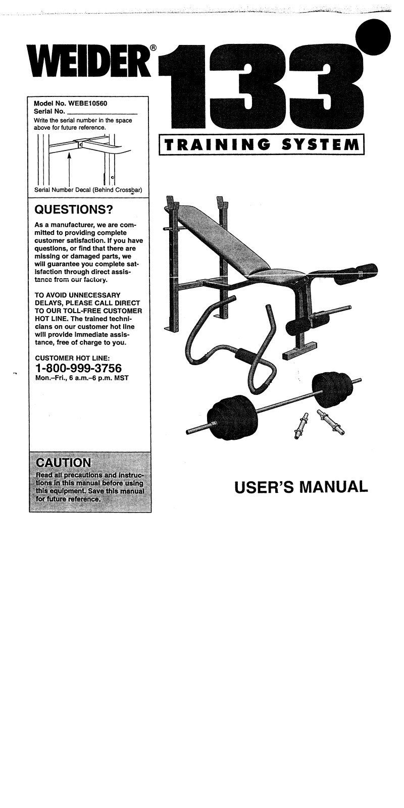 Weider 133 TRAINING User Manual