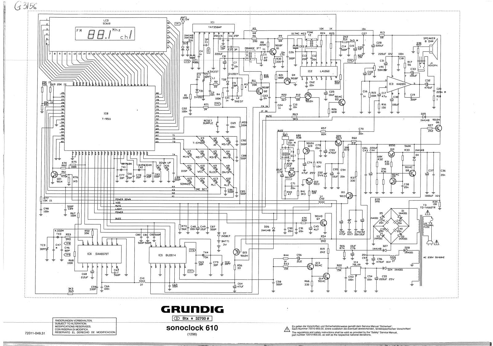 Grundig Sonoclock-610 Schematic