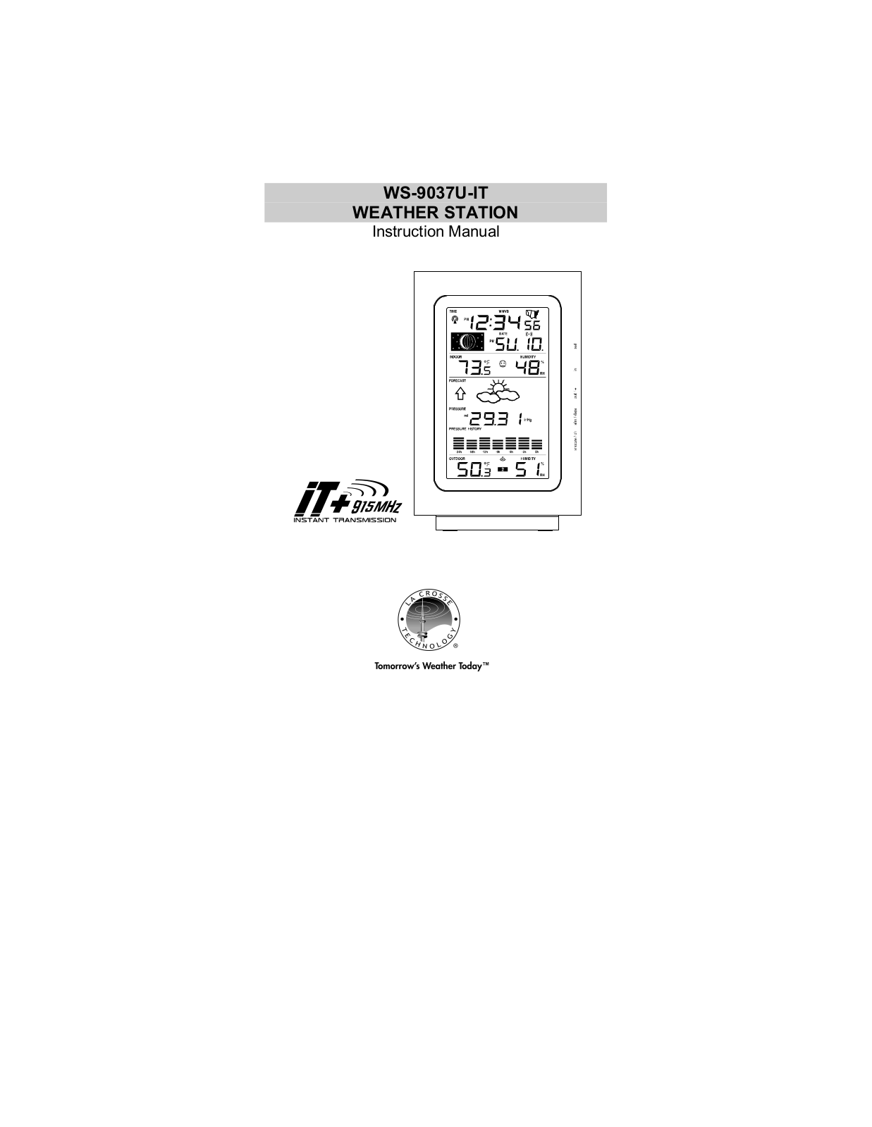 La Crosse Technology WS-9037U-IT, WS-9037U-IT User Manual