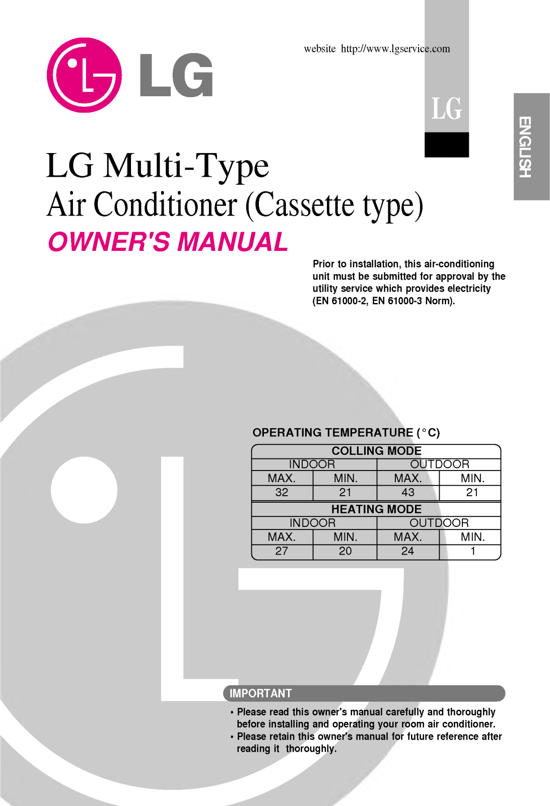 LG MT24AH, MT09AH, MT30AH, MT18AH User Manual