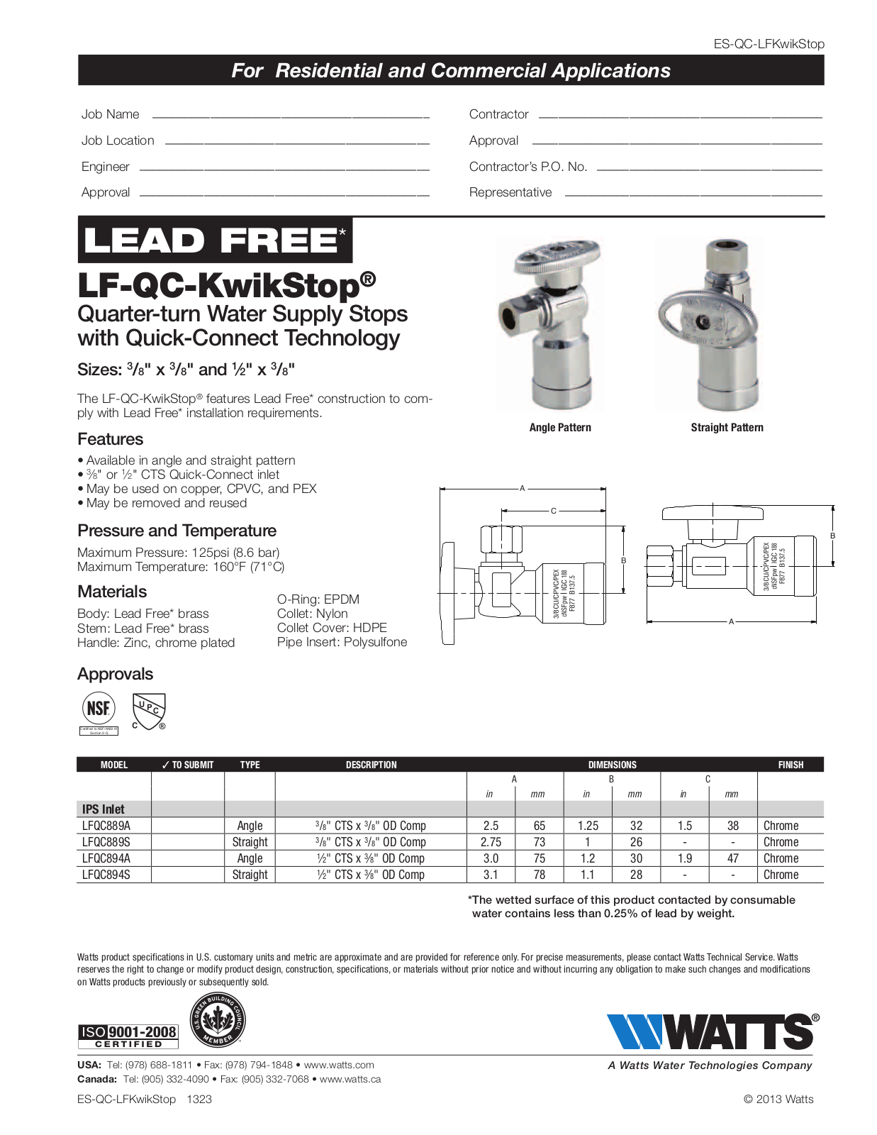 Watts LFQC894S User Manual