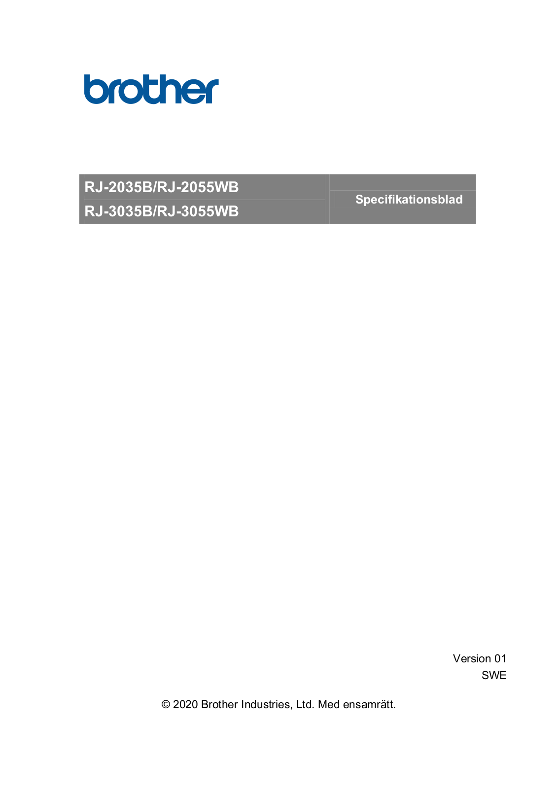 Brother RJ-2035B, RJ-2055WB, RJ-3035B, RJ-3055WB User's Guide