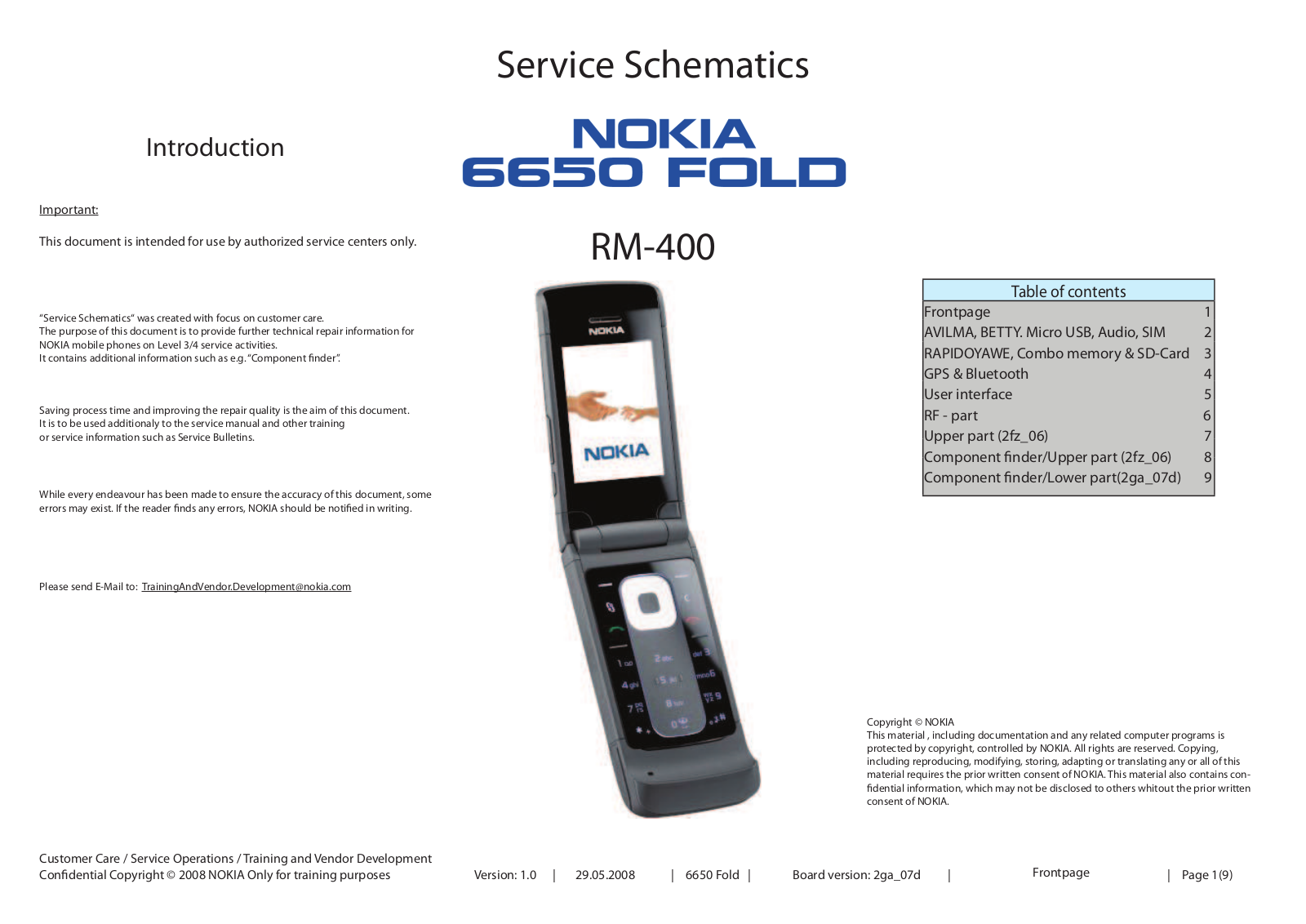 Nokia 6650 Fold RM-400 Schematic