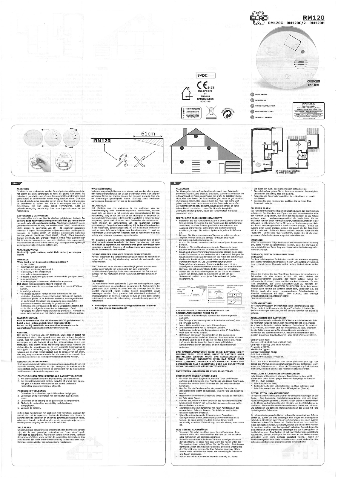 ELRO RM120C, RM120C/2, RM120H User manual