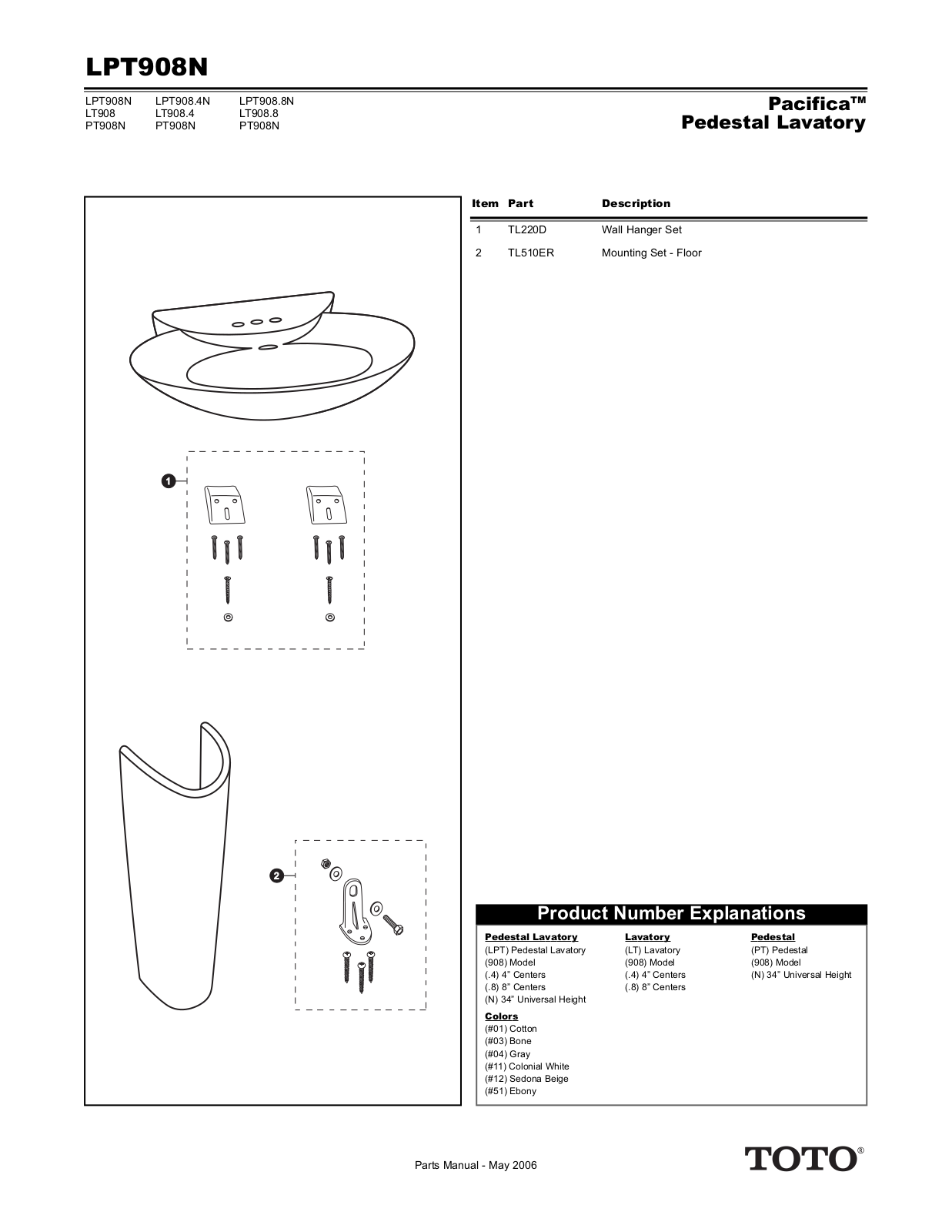 Toto LPT908N11 User Manual