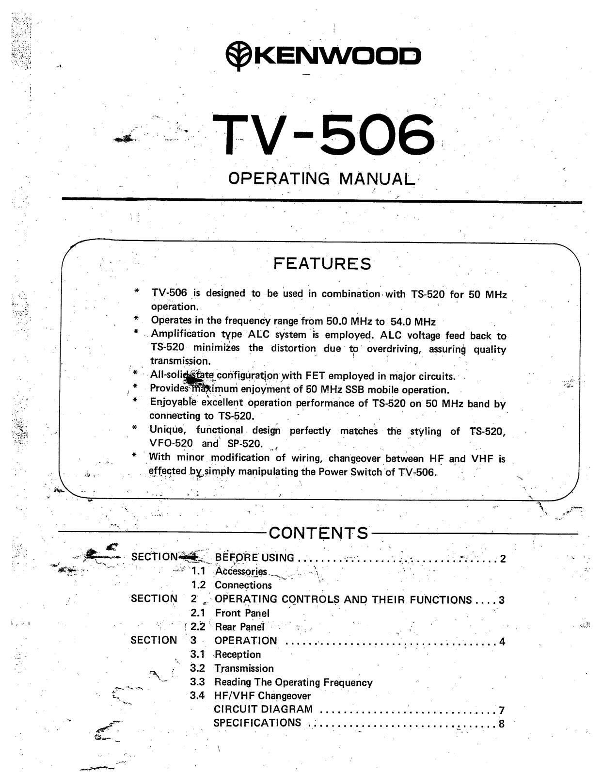Kenwood TV-506 Service manual