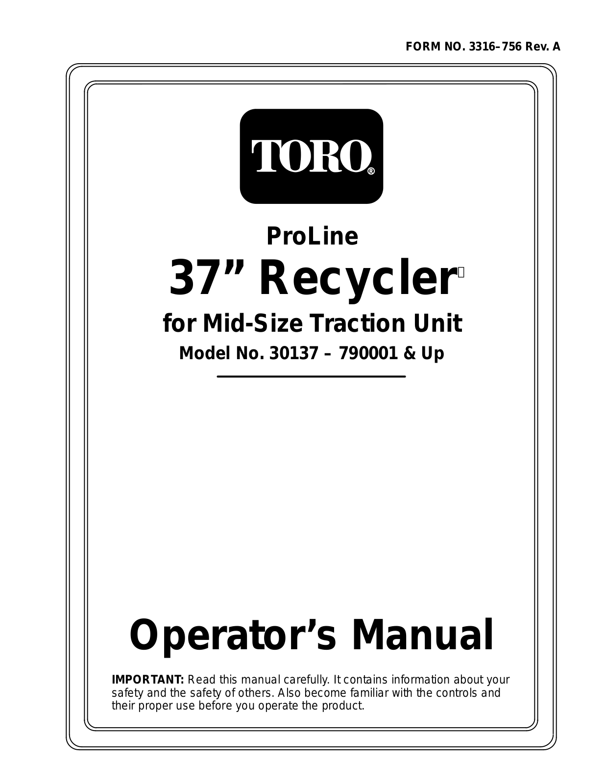 Toro 30137 Operator's Manual