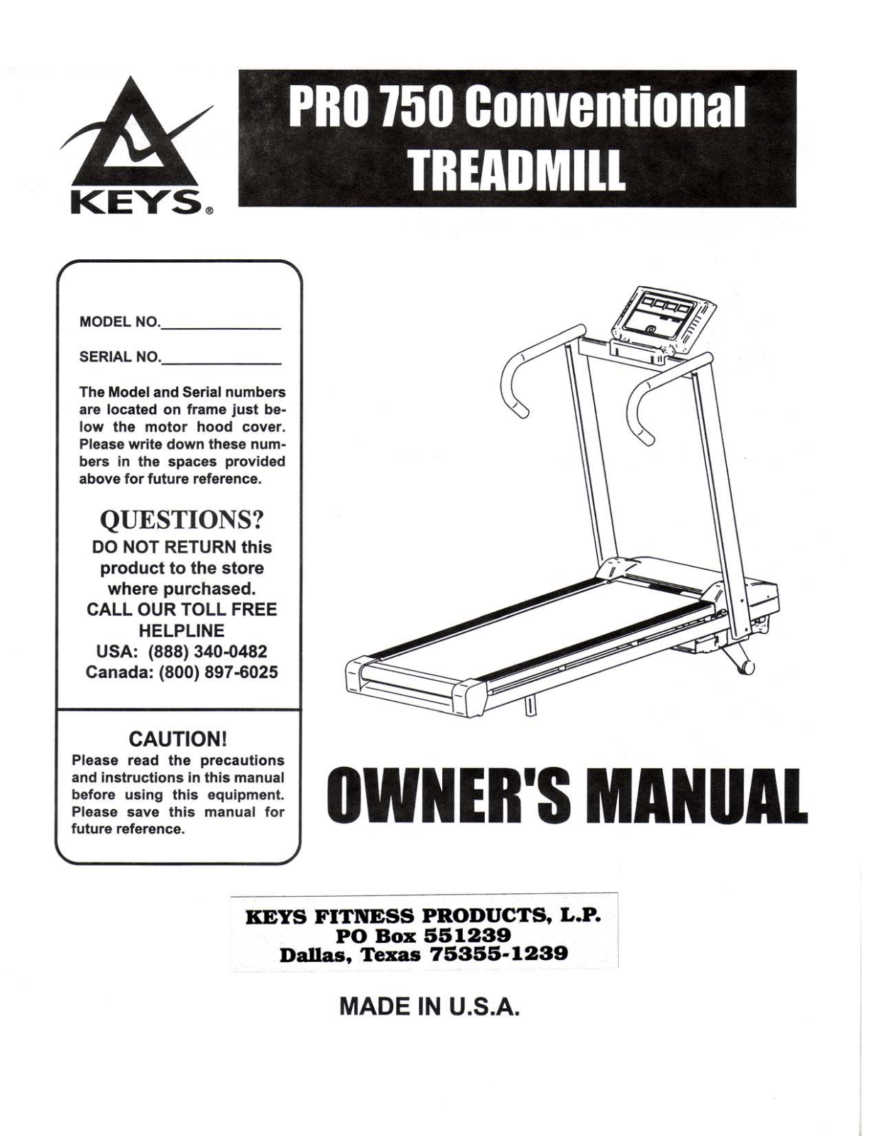 Keys Fitness PRO 750 User Manual