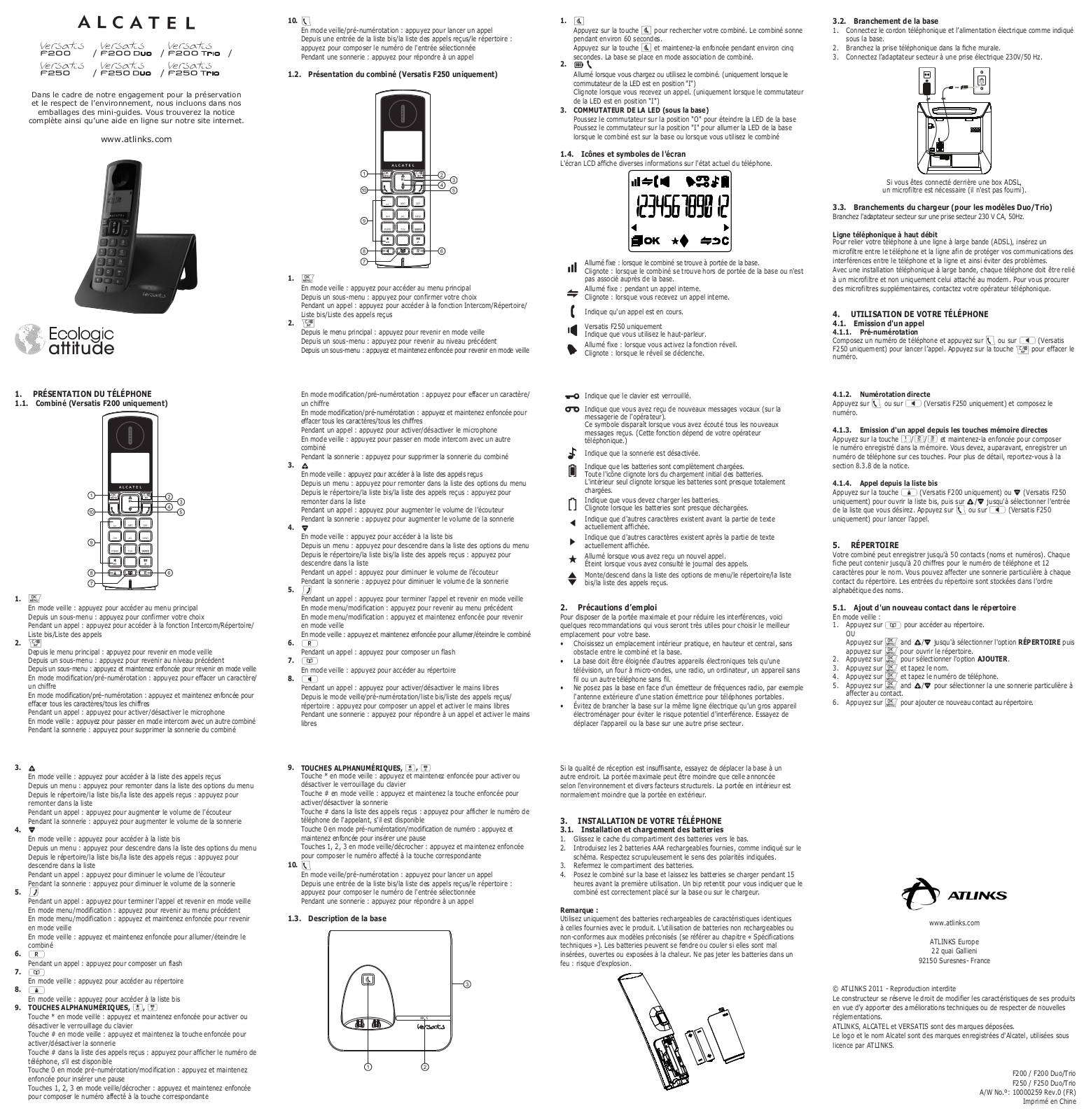 ALCATEL Versatis F250 User Manual