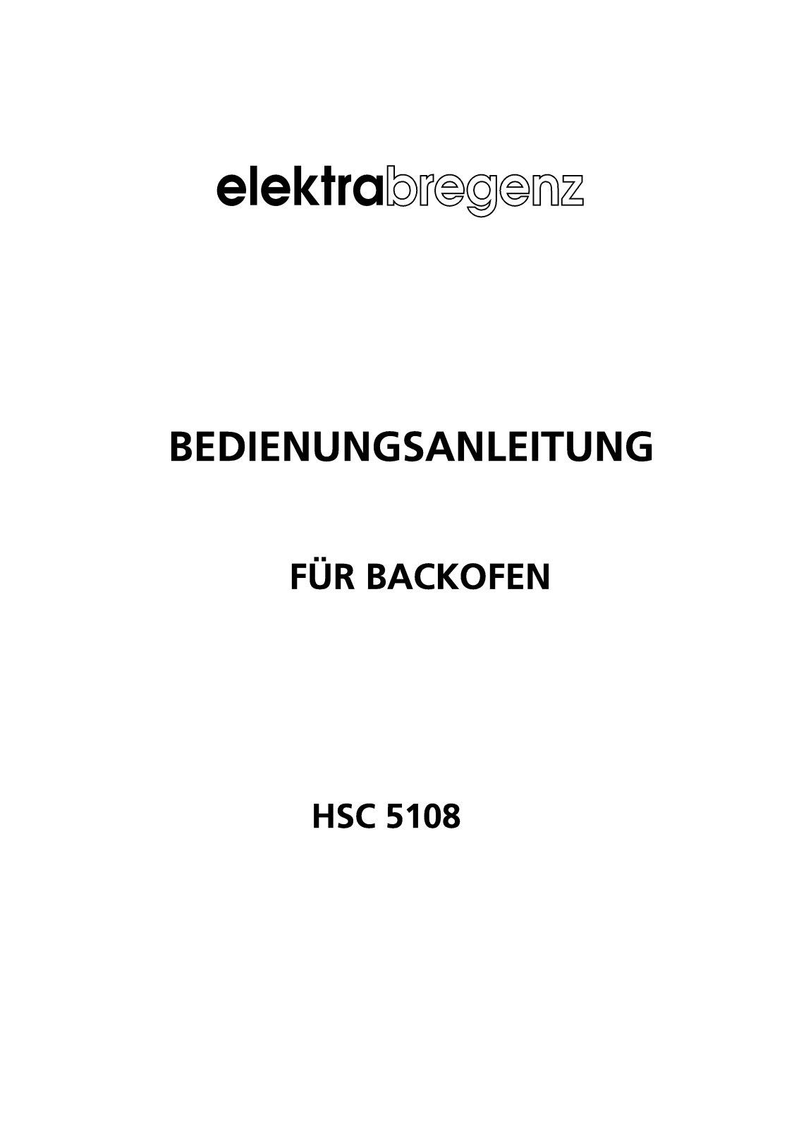 Elektra Bregenz HSC 5108, HEG 5108 User Manual