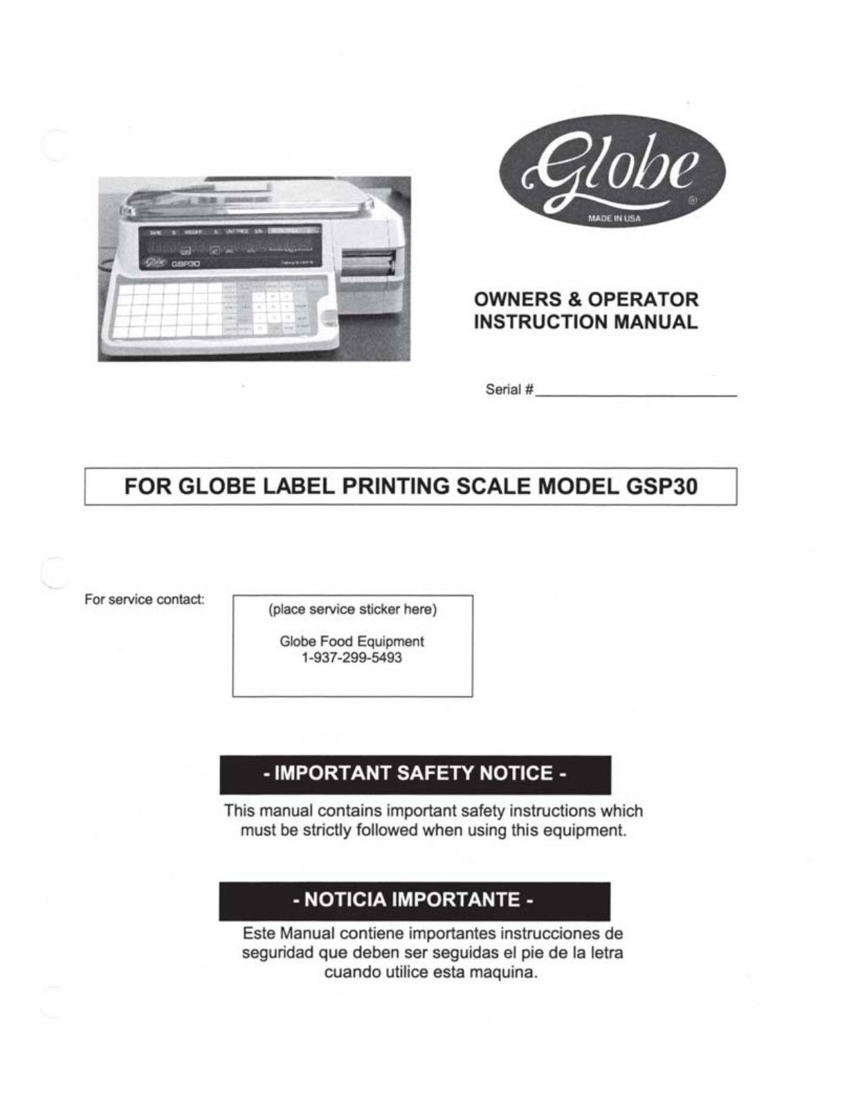 Globe GSP30 Installation  Manual