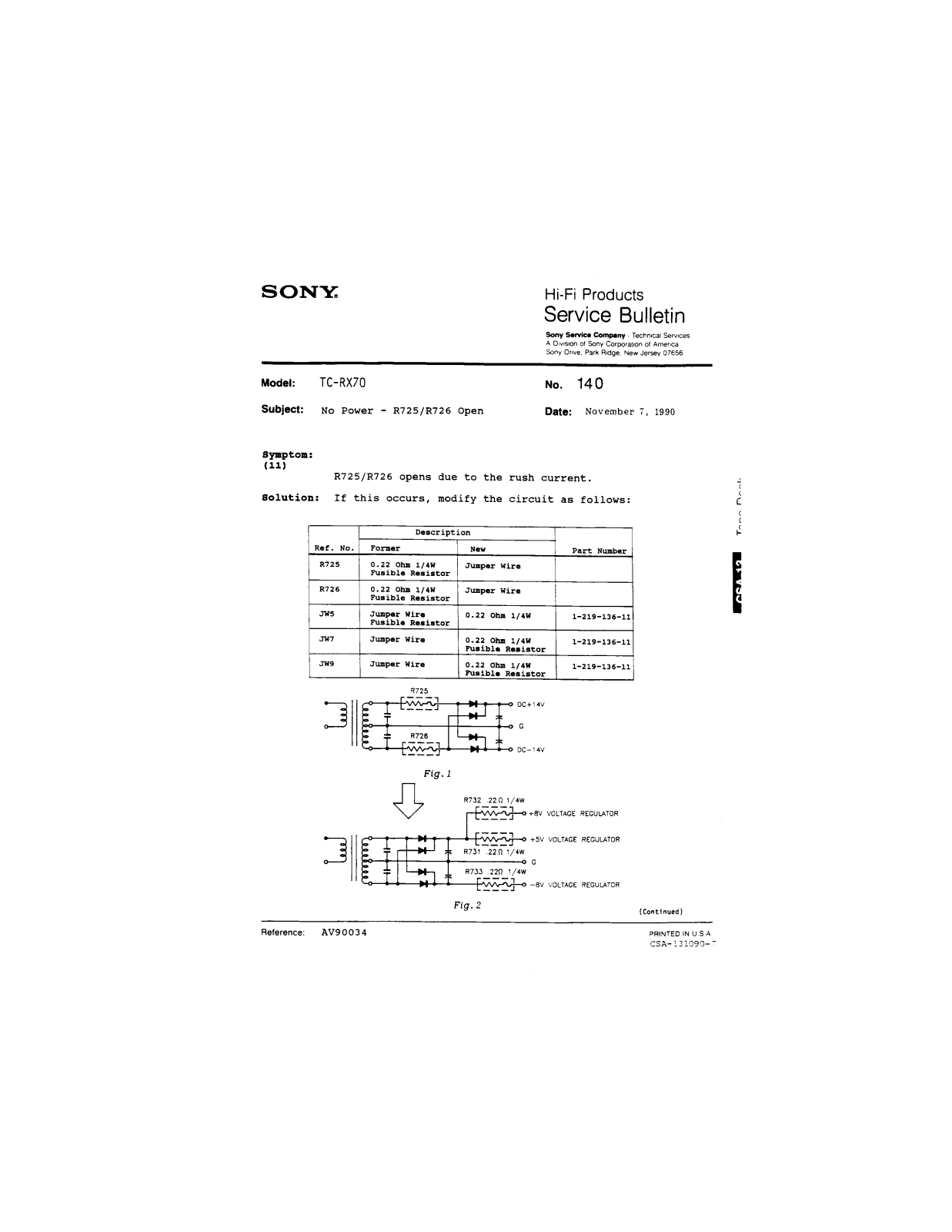 Sony TC-RX70 Service Manual
