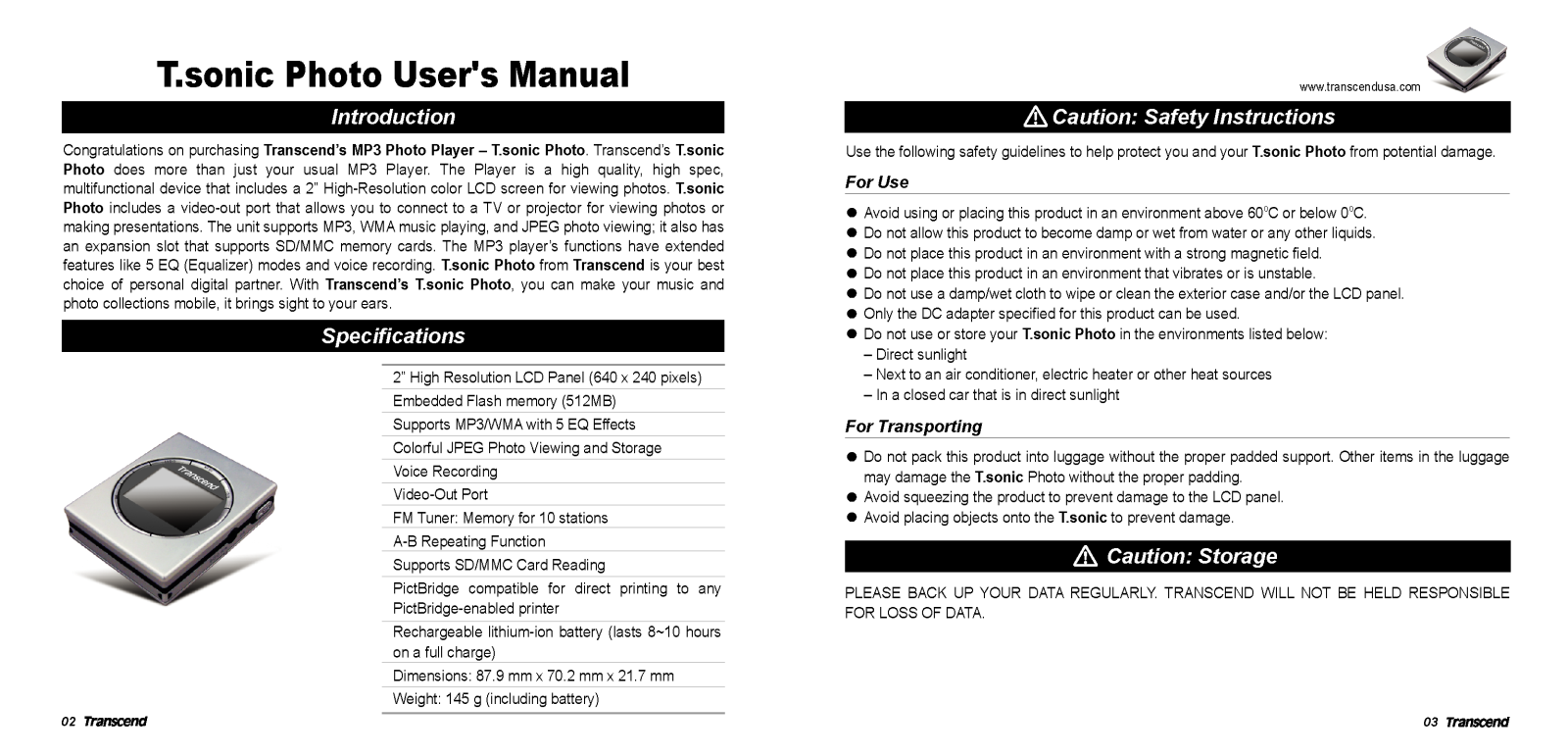 Transcend Information TS512MMP810EU User Manual