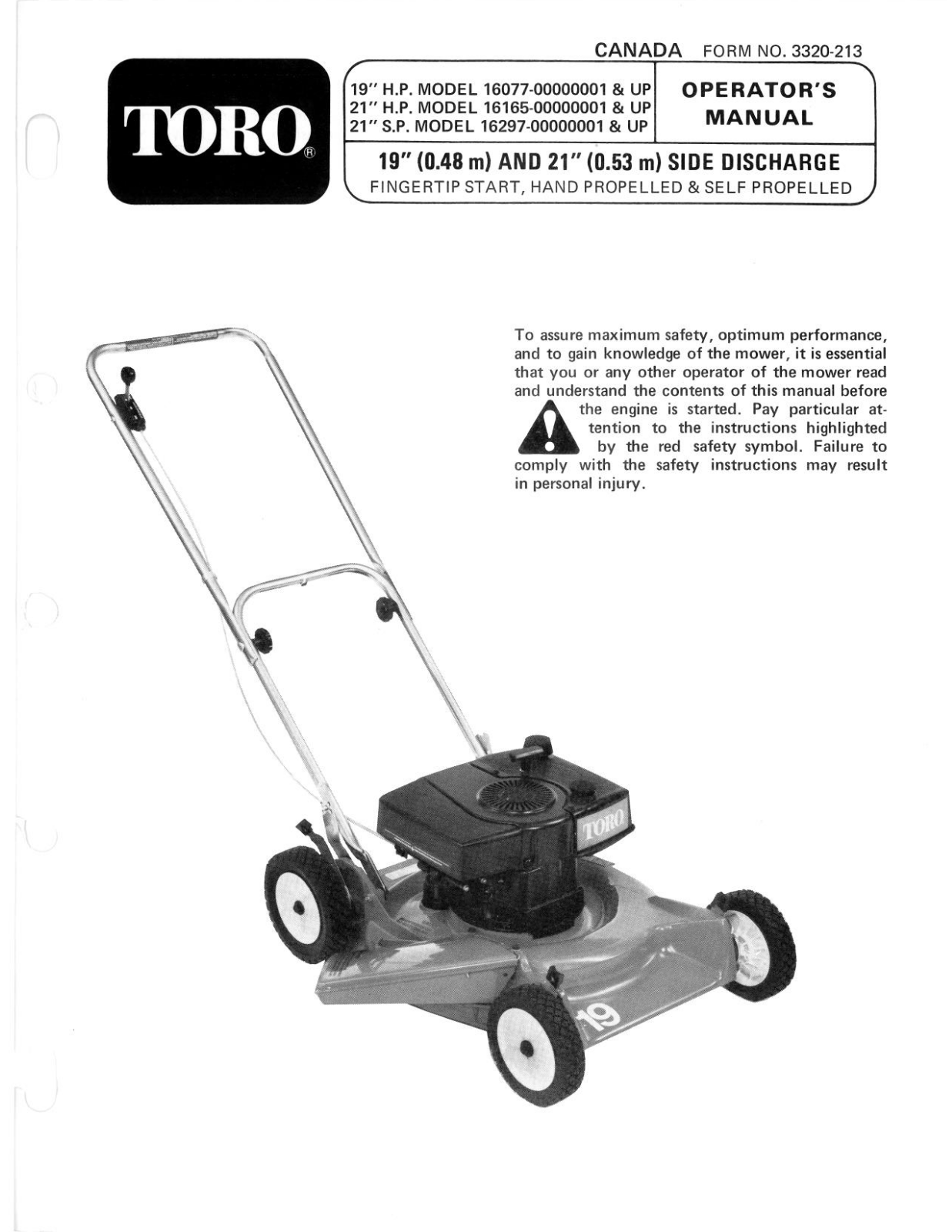 Toro 16165, 16297 Operator's Manual