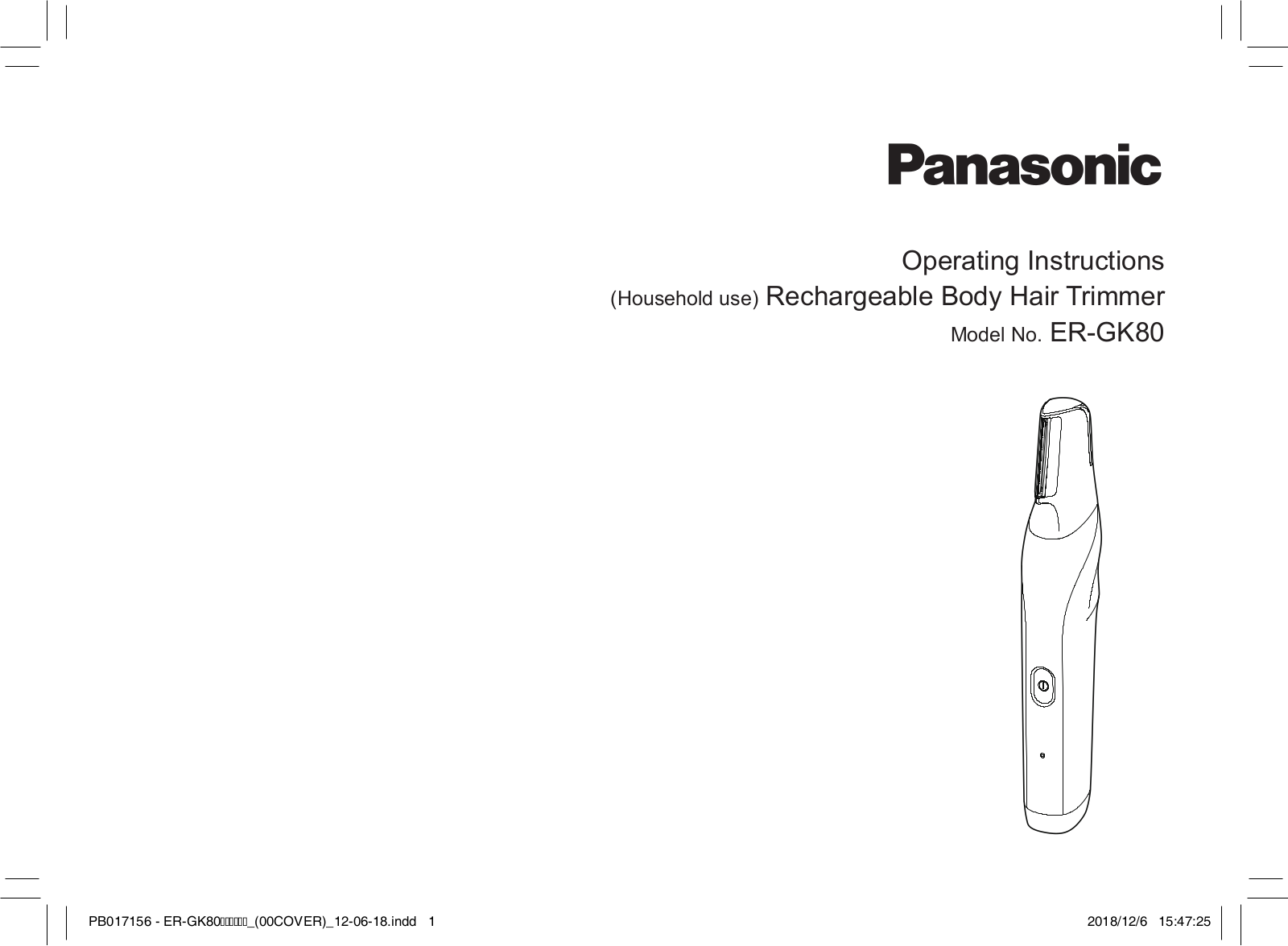 Panasonic ER-GK80-S503 operation manual