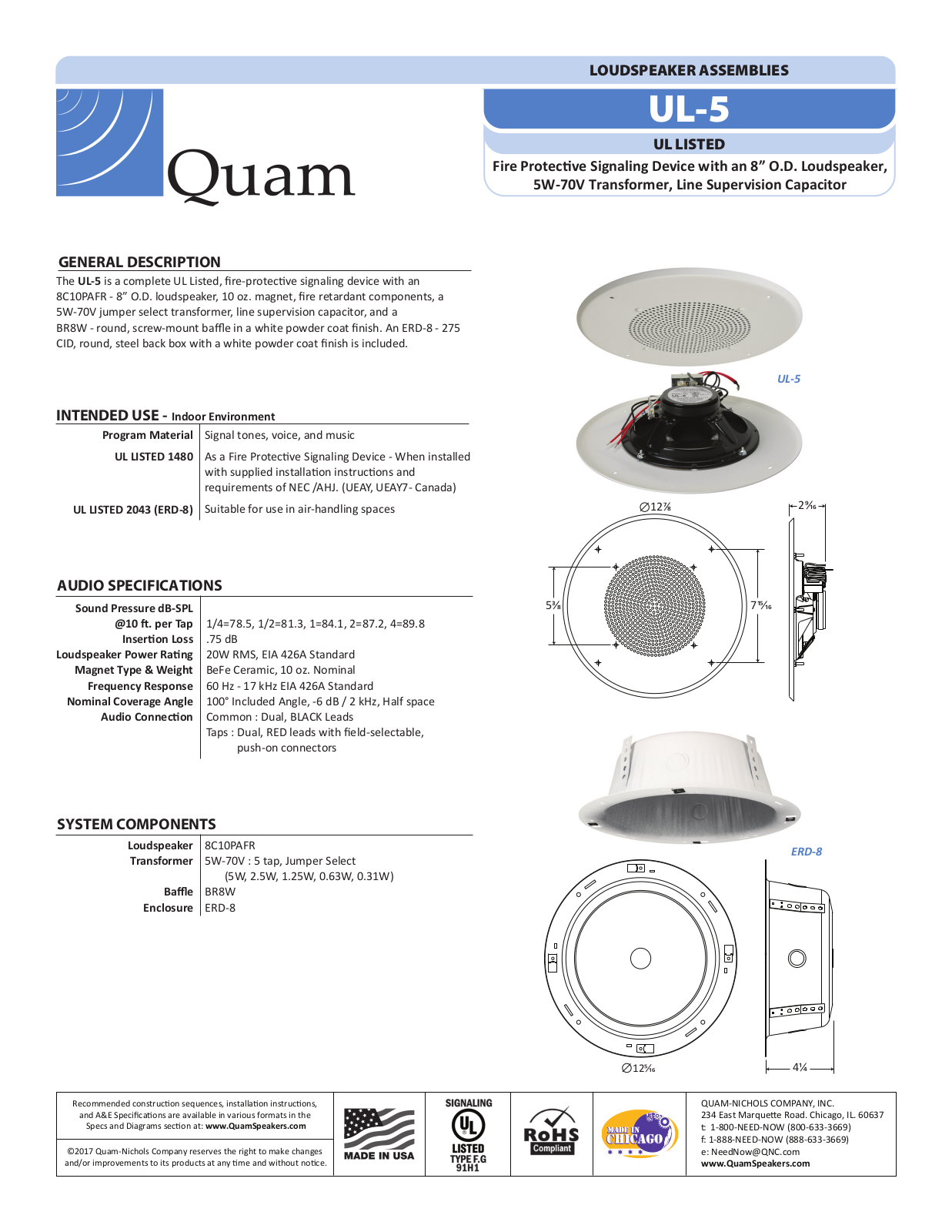 Quam UL-5 Specifications