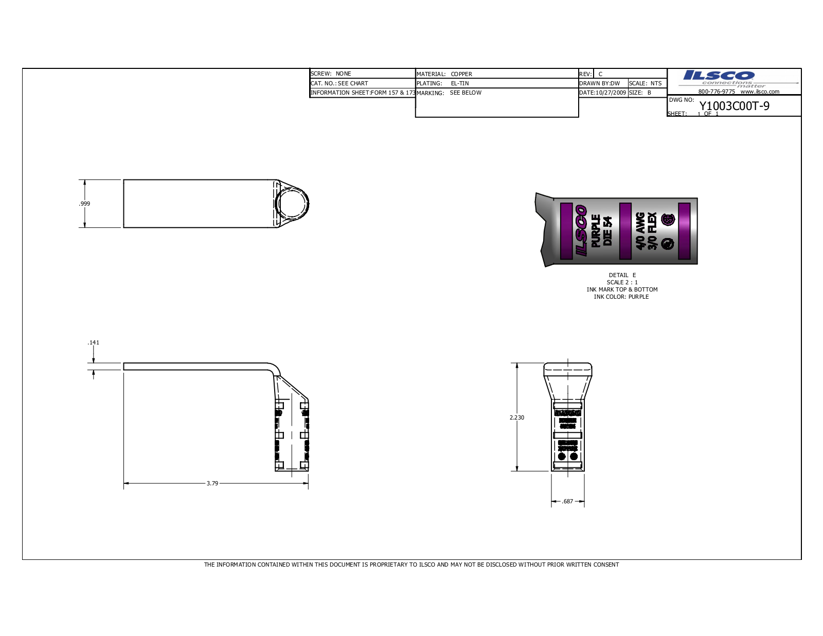 Ilsco CLNU-4/0-9 Data sheet