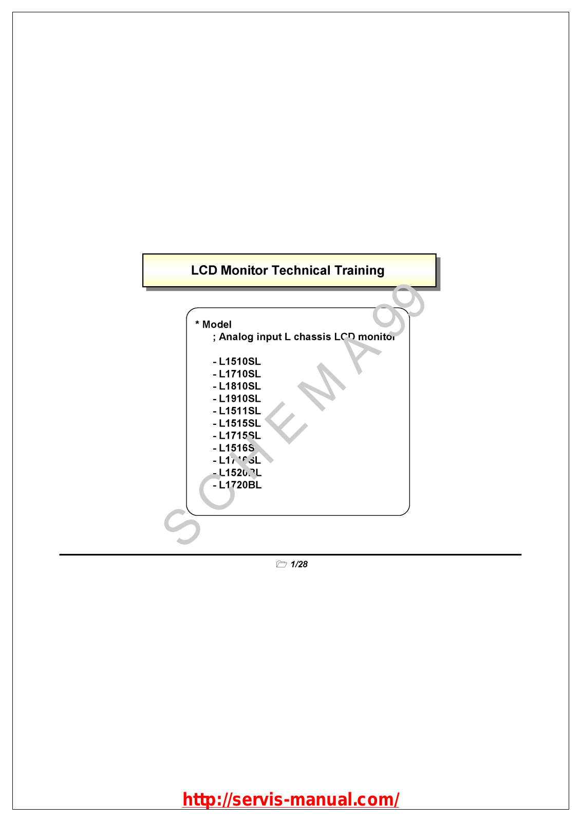 LG L1510SL, L1810SL, L1910SL, L1511SL, L1515SL Technical Training