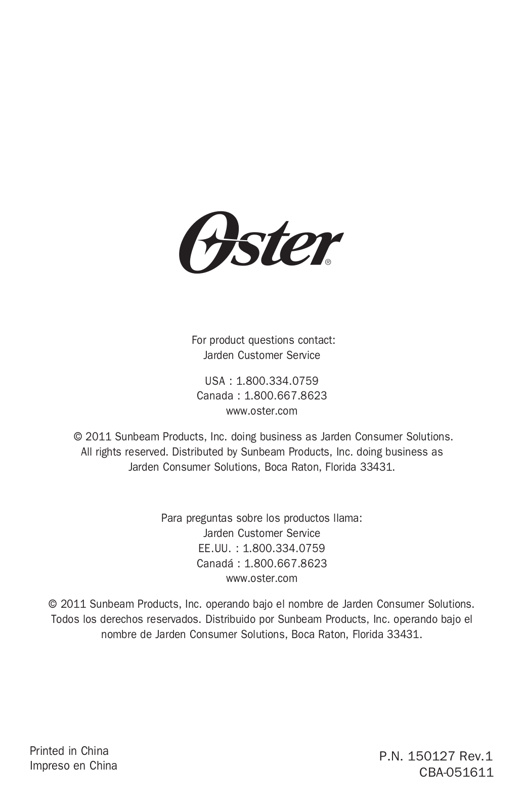 Oster TSSTTR6329, TSSTTR6330, TSSTTR6307 User Manual