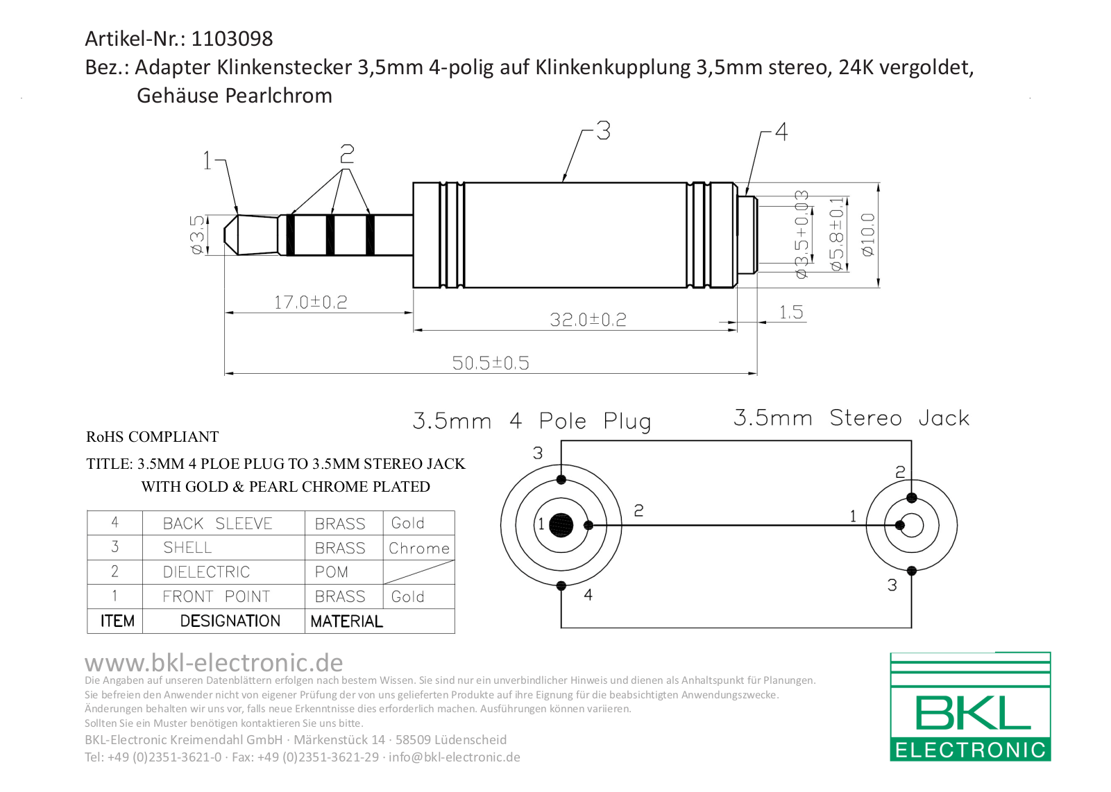 BKL PC ADAP 3,5 Datasheet - ManualMachine.com