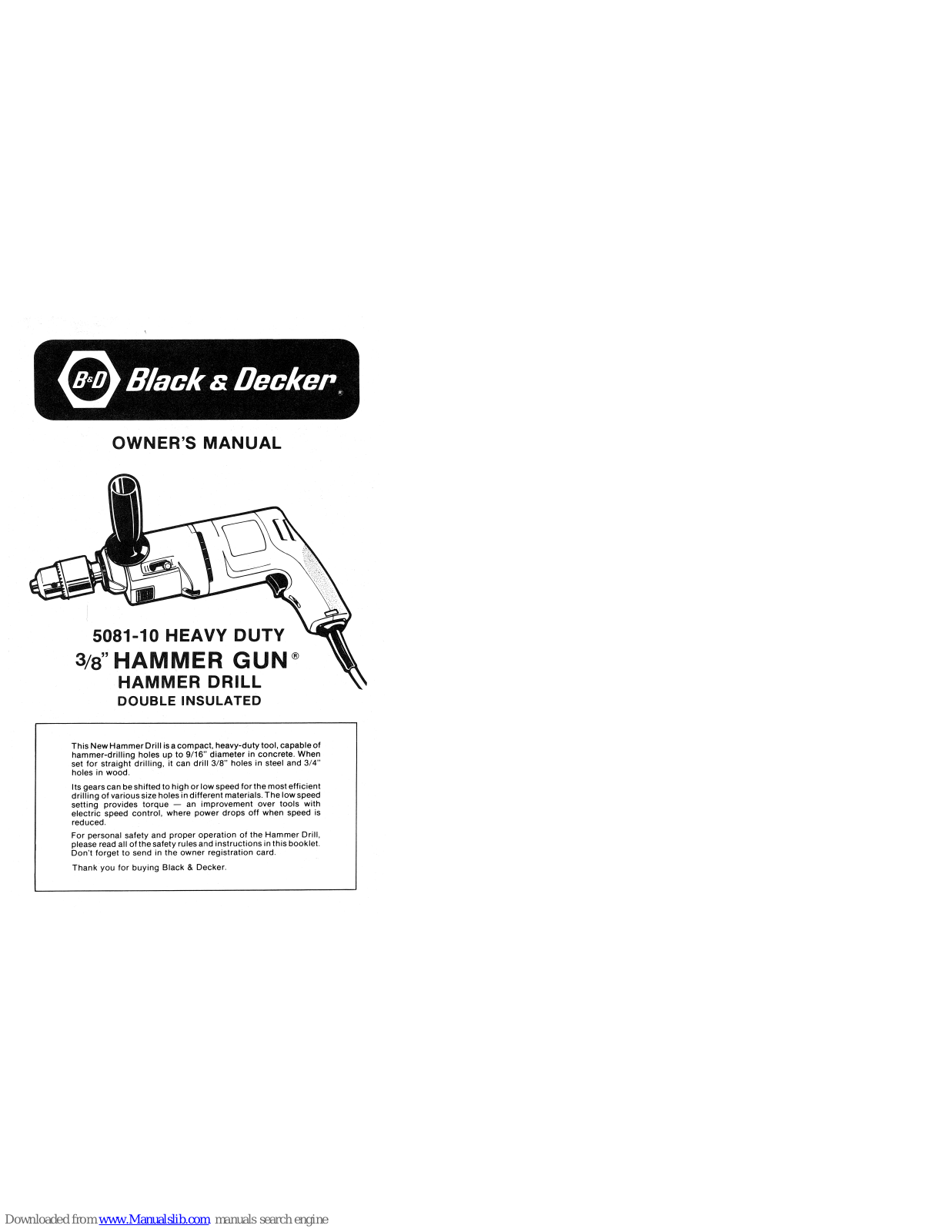 Black & Decker 5081-10 Owner's Manual