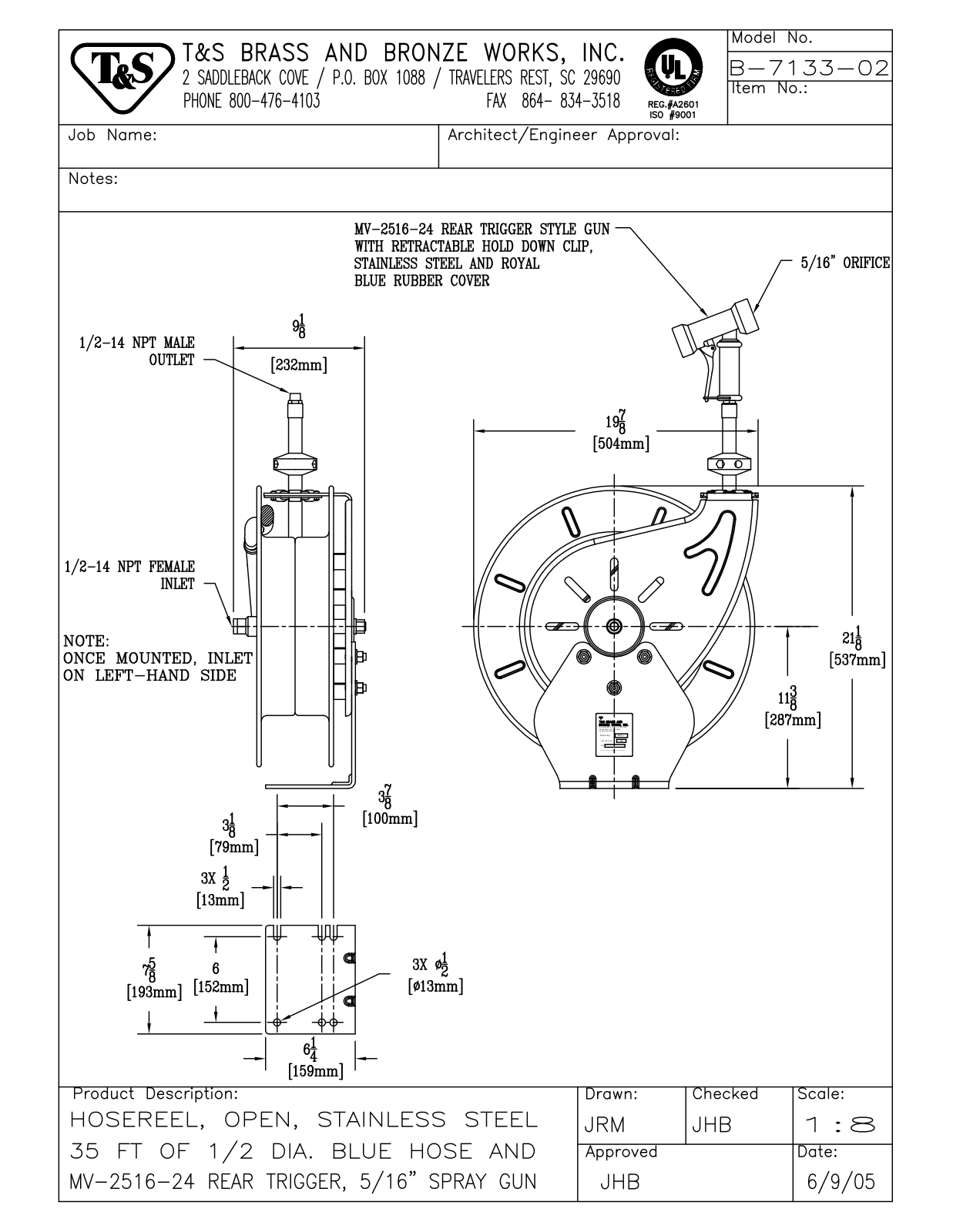 T&S Brass Manuals B-7133-02 User Manual