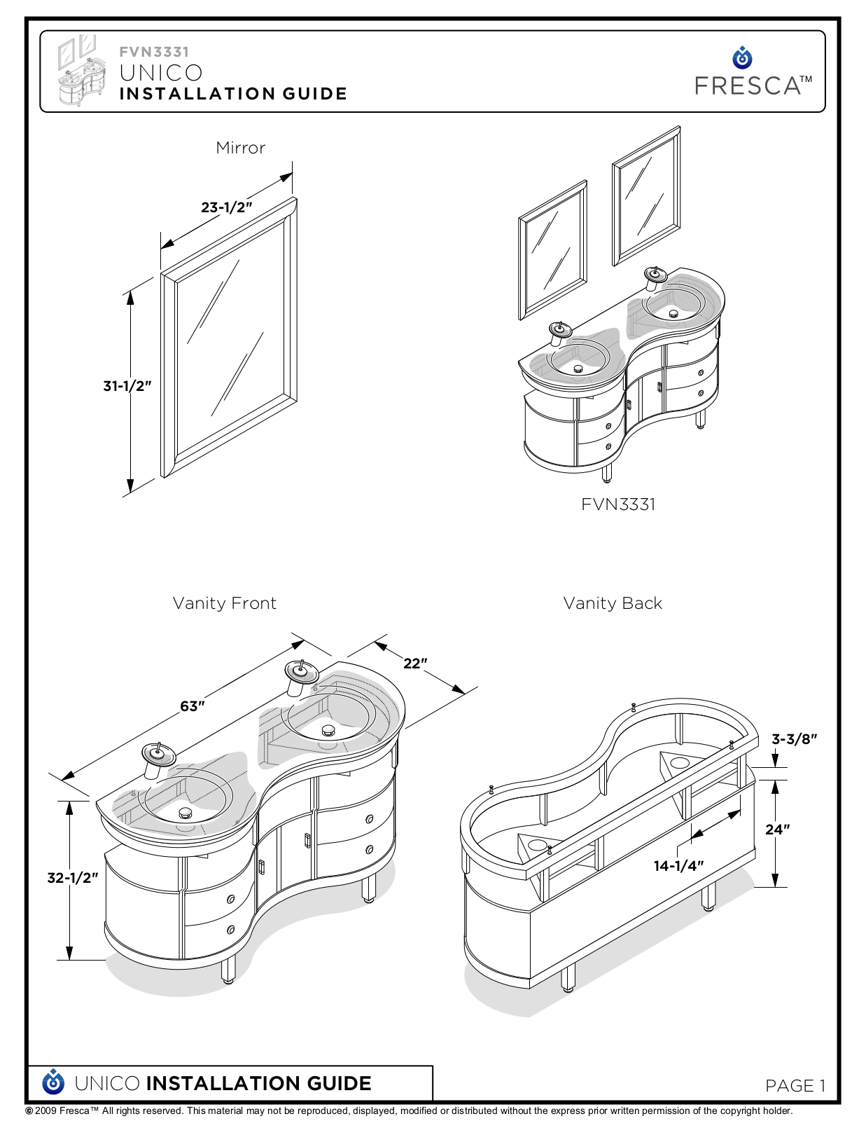 Fresca FBH1017 Installation sheet - ManualMachine.com