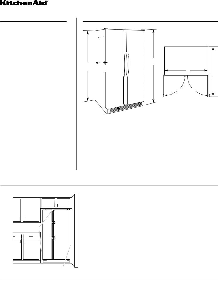 KitchenAid KSRS25MWBL, KSRS25MWWH, KSRS25MWSS, KSRS22MWBL, KSRS22MWWH Dimension Guide