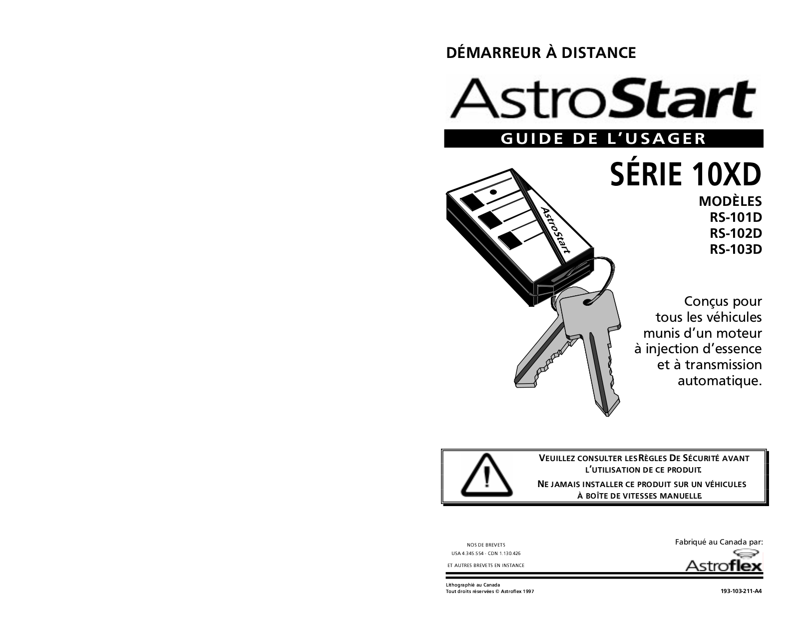 Astroflex RS-103 Owner's Manual