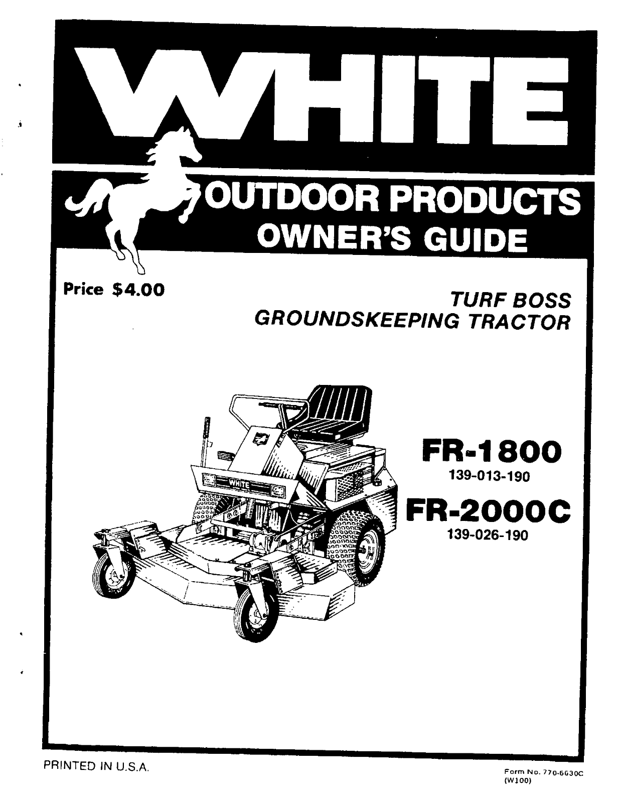 White Outdoor FR-2000C, FR-1800 User Manual