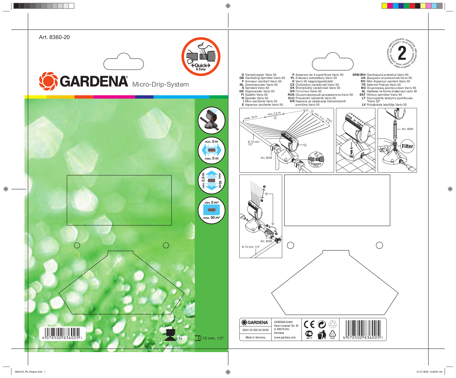 Gardena Vario 50 User Manual