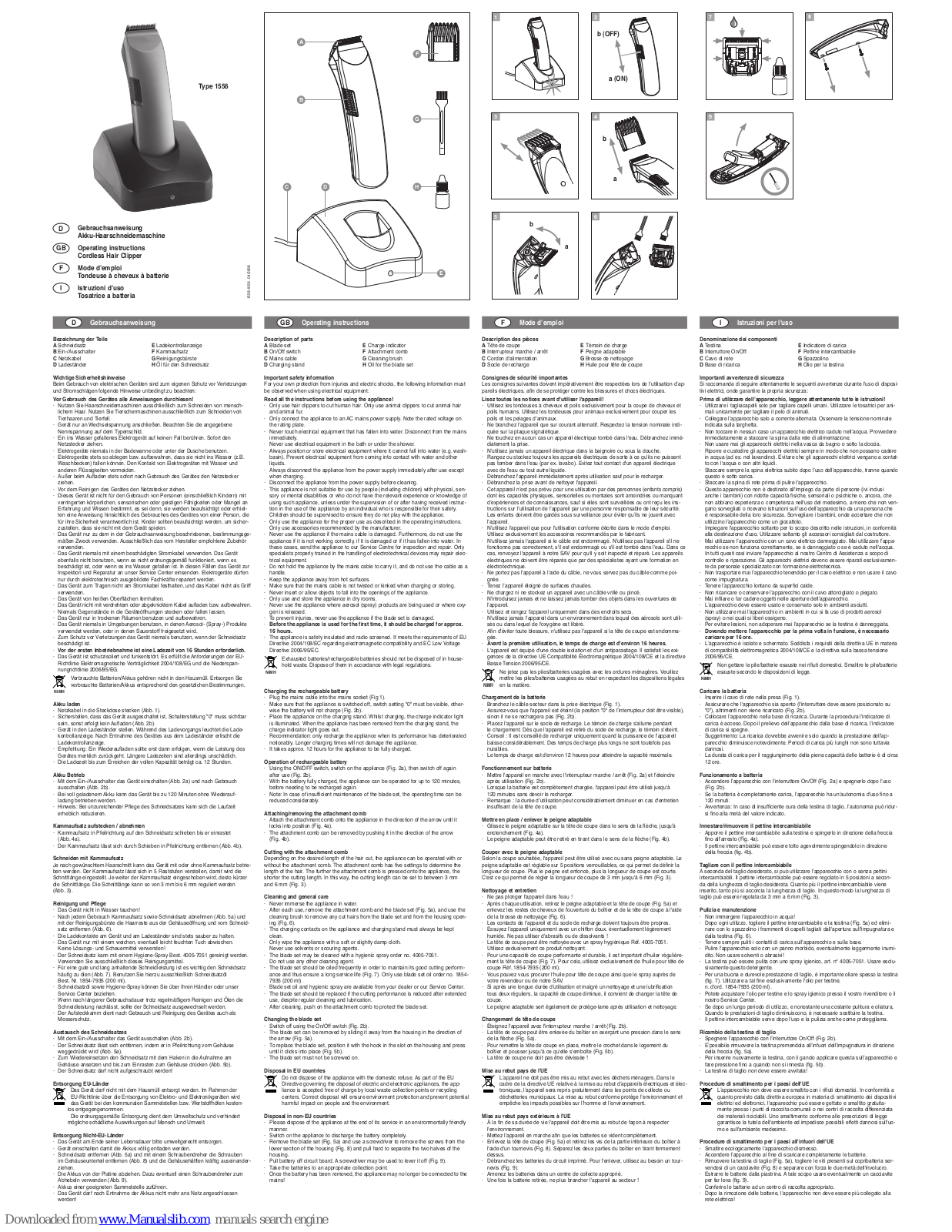 Moser 1556 Operating Instructions Manual