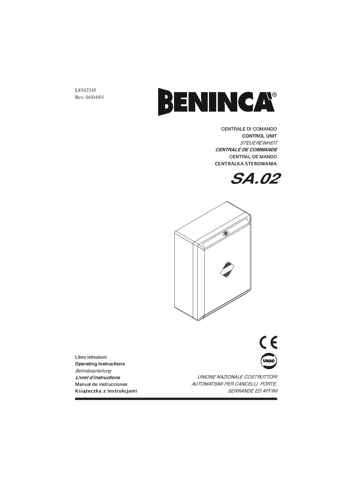 Beninca SA02 User Manual