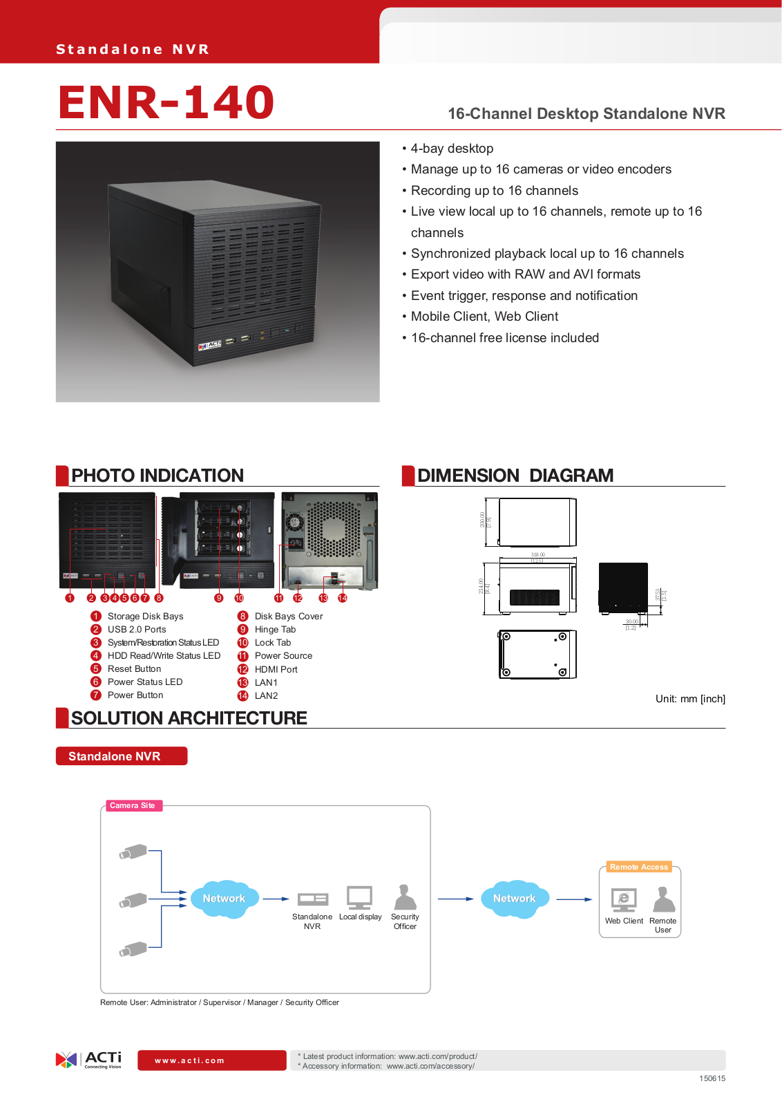 ACTi ENR-140-4TB Specsheet