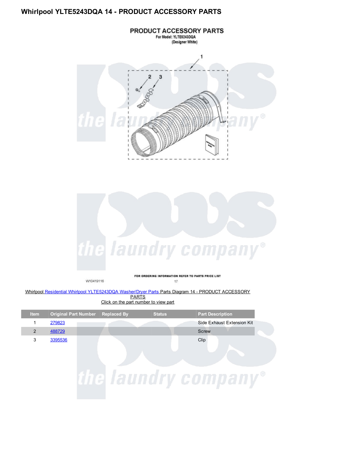 Whirlpool YLTE5243DQA/Dryer Parts Diagram