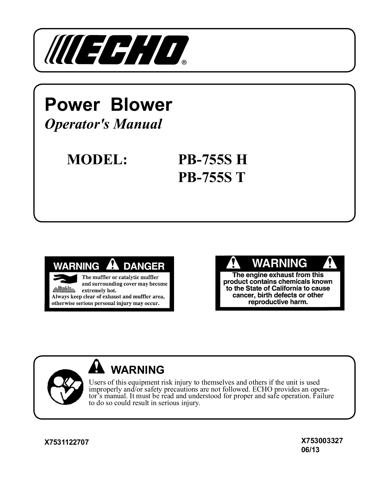 Echo PB-755S H, PB-755S T User Manual