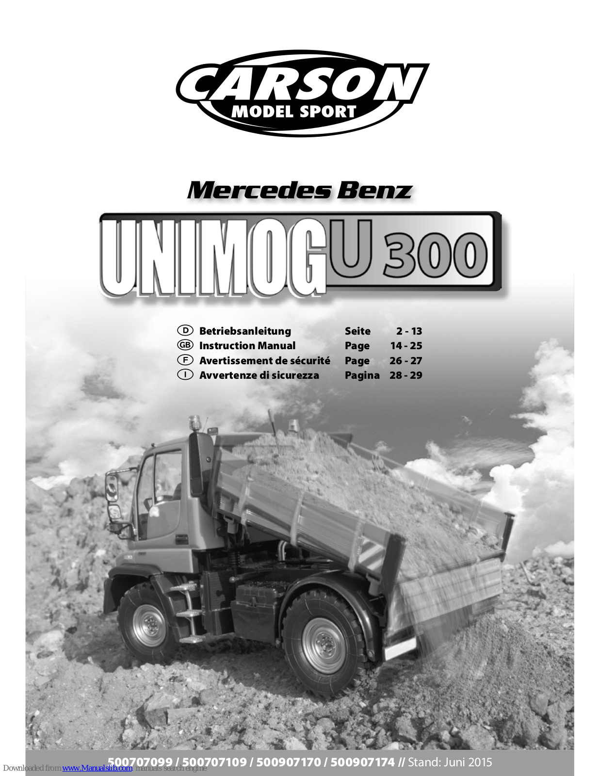 Carson UNIMOG U300 Mercedes Benz Instruction Manual