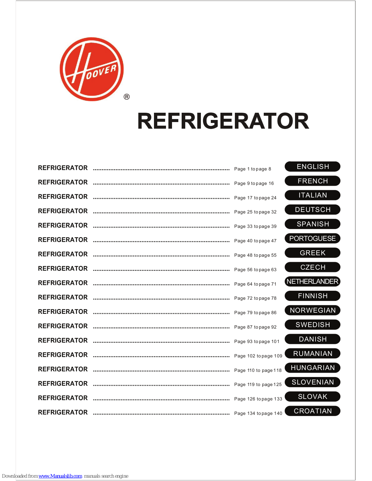 Hoover HVTLU542WHK Instruction Manual